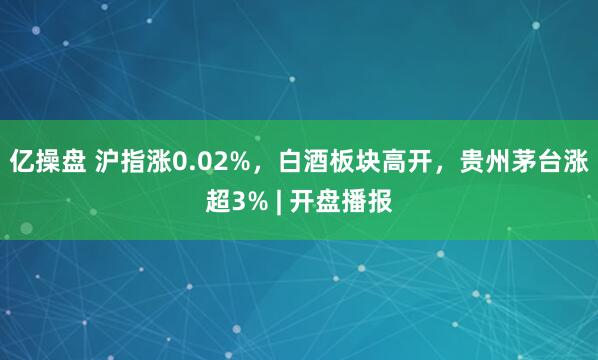 亿操盘 沪指涨0.02%，白酒板块高开，贵州茅台涨超3% | 开盘播报