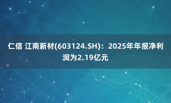 仁信 江南新材(603124.SH)：2025年年报净利润为2.19亿元